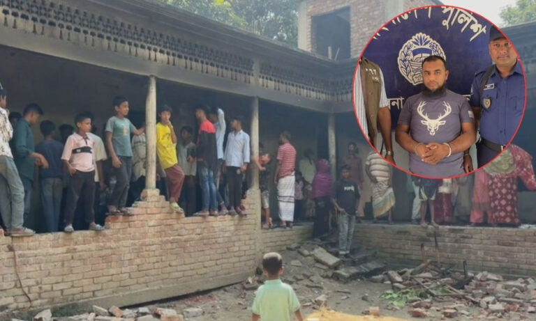 পাবনায় ছাত্রীকে ধর্ষণচেষ্টার অভিযোগে শিক্ষক আটক, মাদরাসায় আগুন