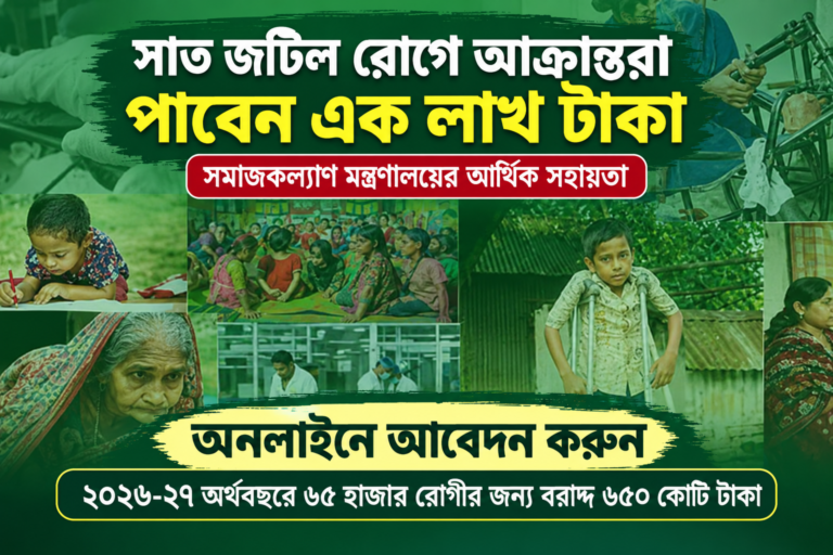 সাত জটিল রোগে আক্রান্তরা পাবেন এক লাখ টাকা, আবেদন করবেন যেভাবে